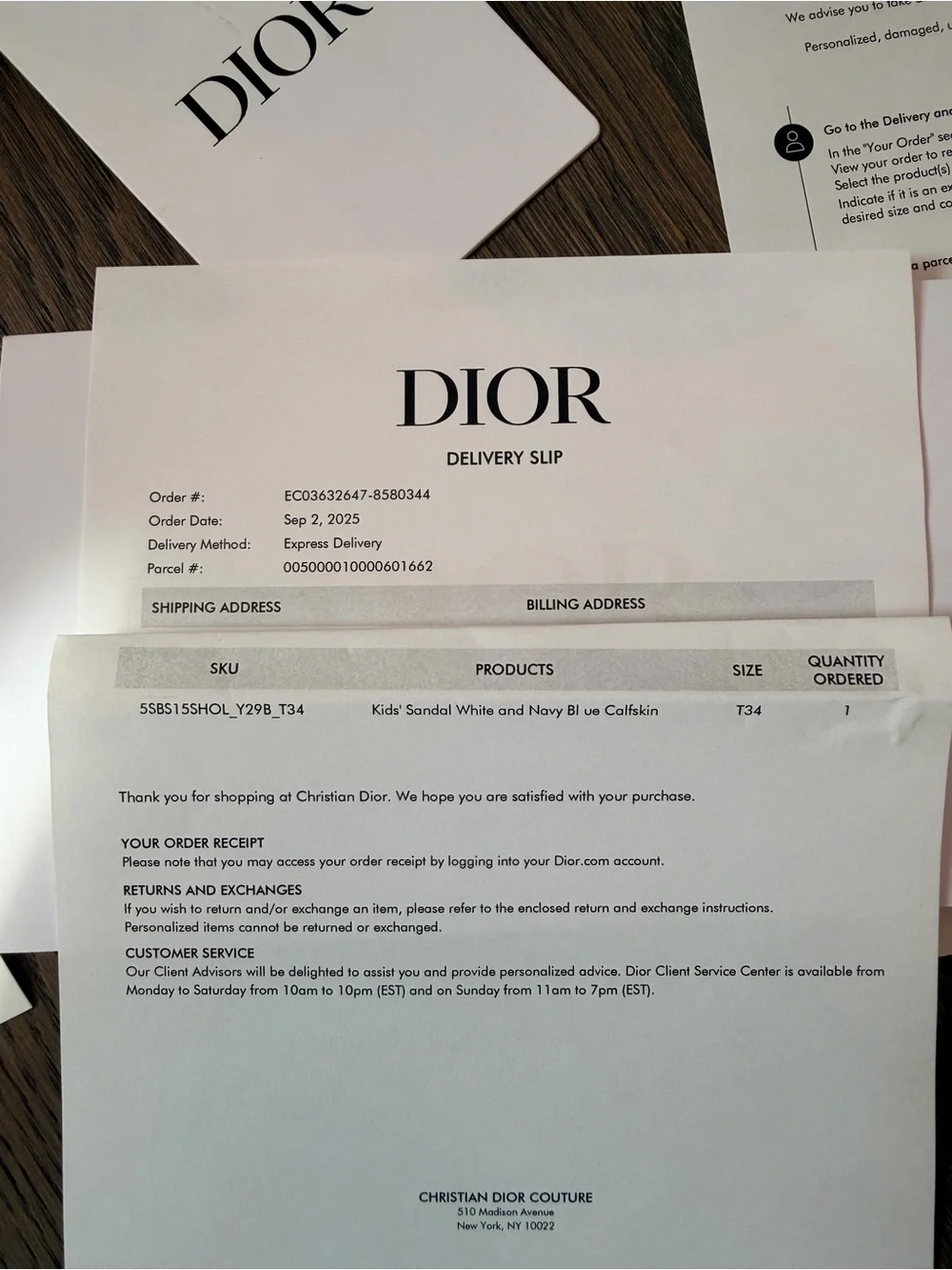 Dior Kids Navy and White Logo Strap Sandals